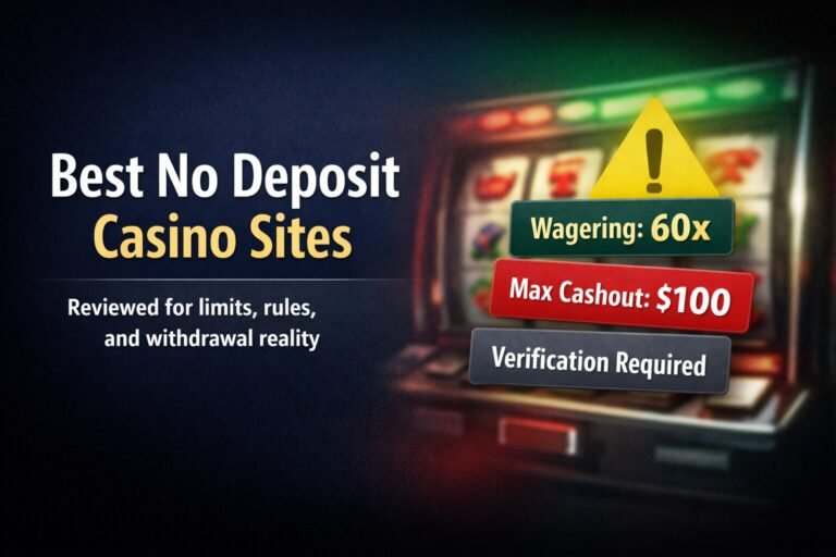 best no deposit casino sites showing bonus rules, wagering requirements, and withdrawal limits