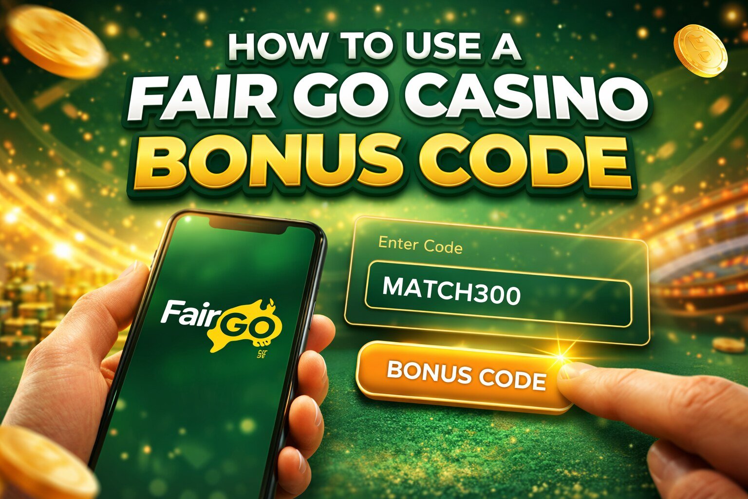 Step-by-step guide showing how to enter a Fair Go Casino bonus code in the cashier before depositing