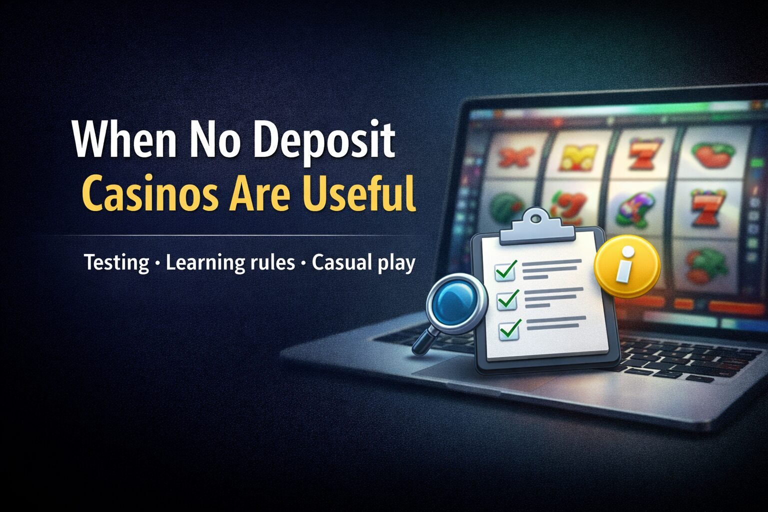 illustration showing when no deposit casino sites are useful for testing and learning rules