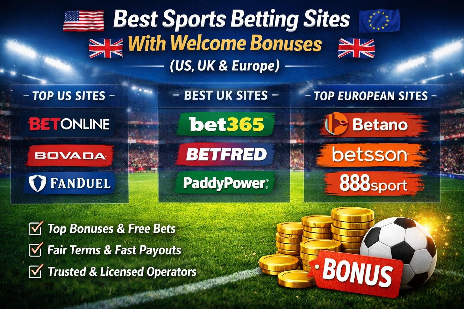 Best Sports Betting Sites With Welcome Bonuses (US, UK & Europe)