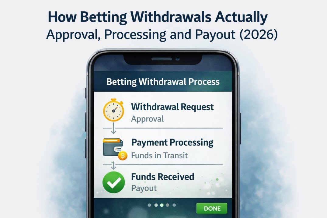 Best Instant Withdrawal & Fast Payout Betting Sites (2026 Guide) 6 Graphic explaining how betting withdrawals are approved, processed, and paid out