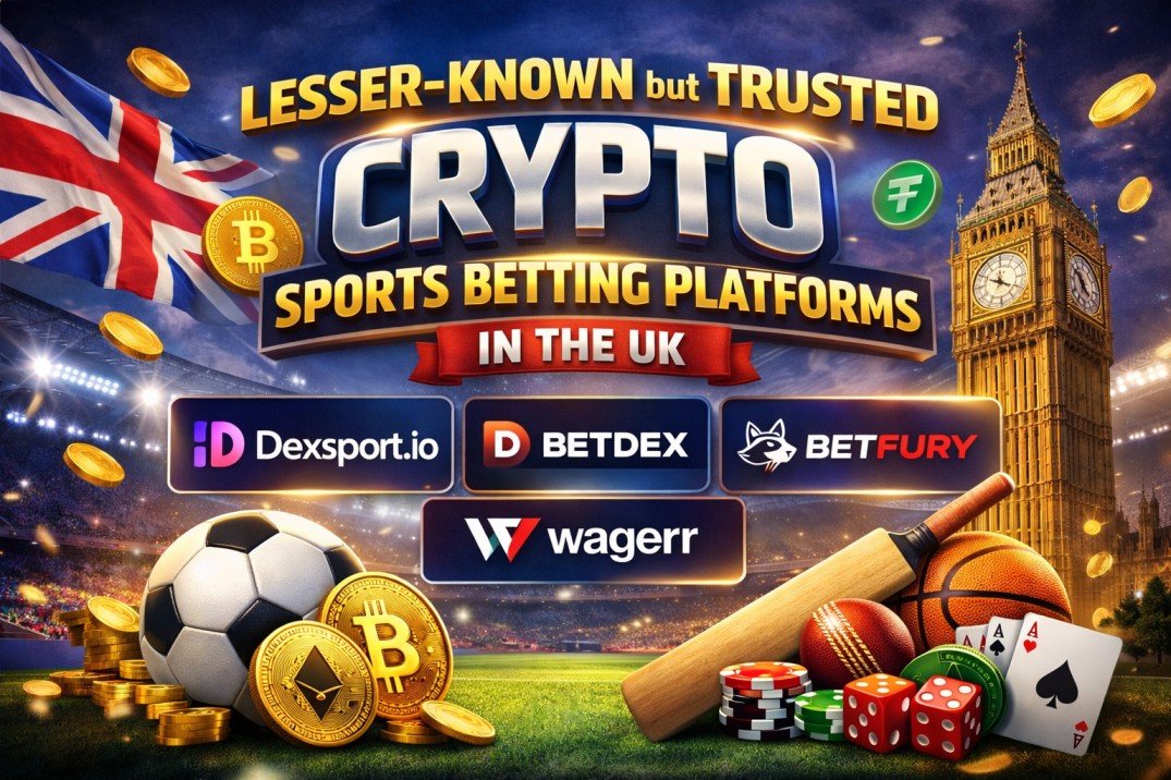 Illustration showing lesser-known but trusted crypto sports betting platforms accessible to UK players, focusing on transparency, decentralisation, and alternative sportsbooks