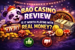 Bao Casino review showing slots, casino games, and real money gambling visuals