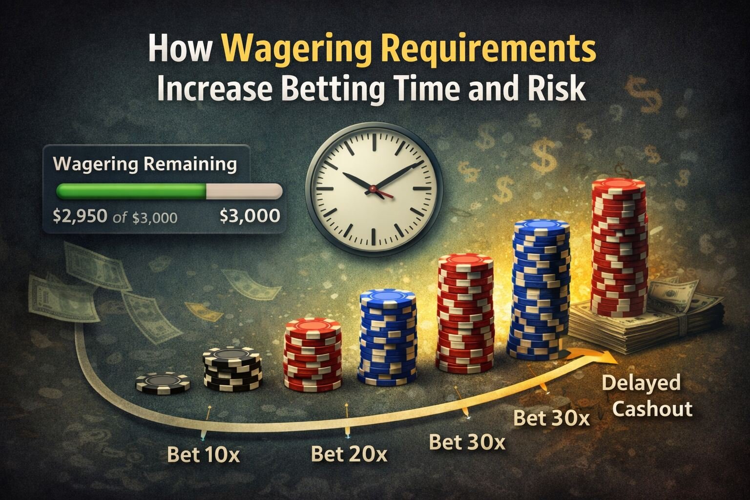 explanatory visual showing how wagering requirements stretch betting activity over time.