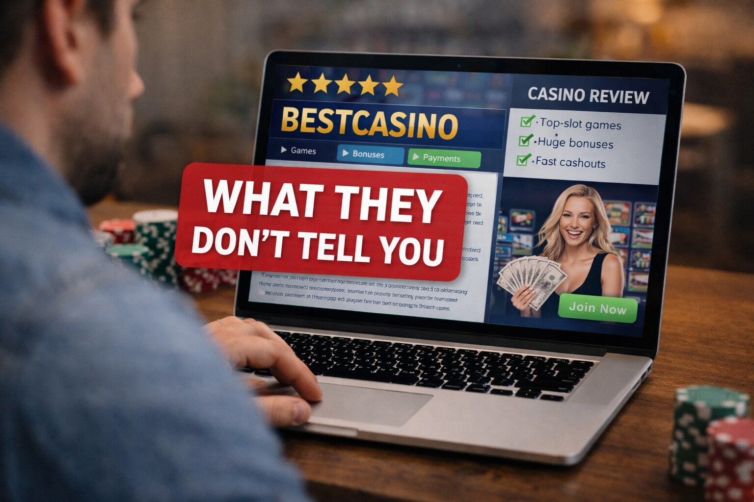 Why Casino Withdrawals Get Delayed (Even on Legit Platforms) 3 Person reading an online casino review that hides withdrawal delay details