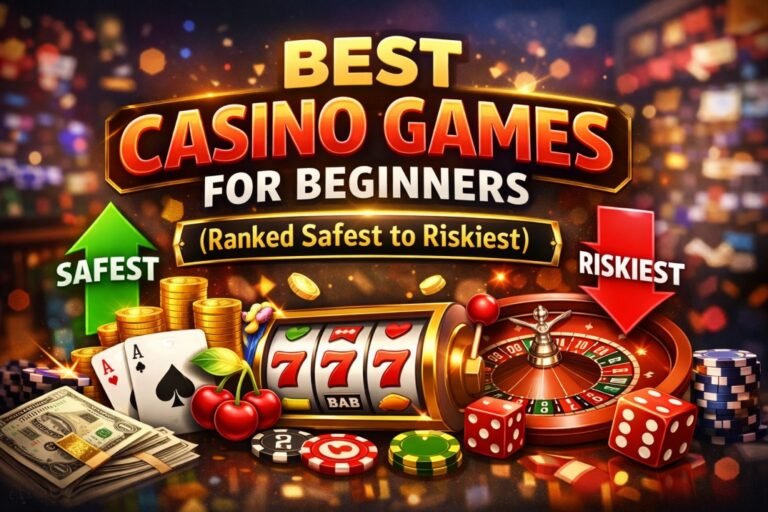Best casino games for beginners ranked from safest to riskiest including slots roulette and blackjack