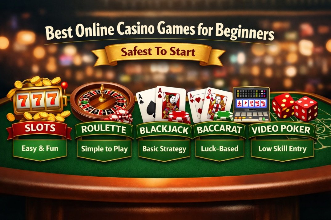 Best Casino Games for Beginners in 2026 (Ranked Safest to Riskiest) 3 Safest online casino games for beginners including slots roulette blackjack baccarat video poker and craps