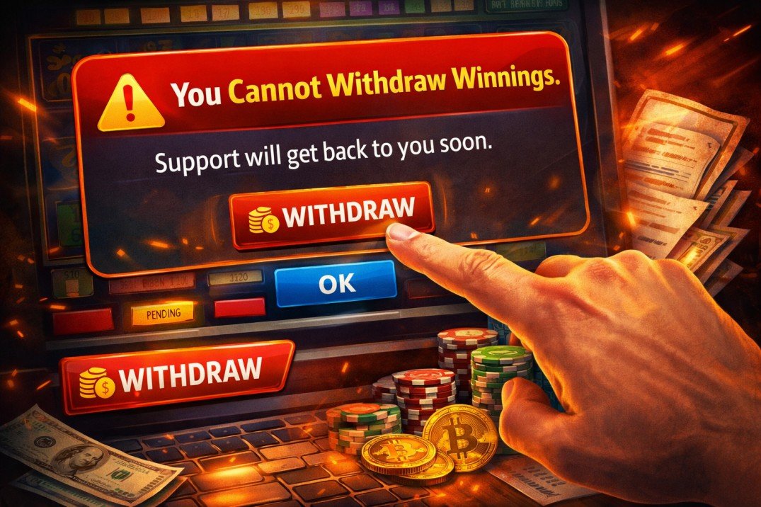 What to Do If an Online Casino Refuses to Pay Winnings 2 Online casino withdrawal blocked message showing user cannot withdraw winnings