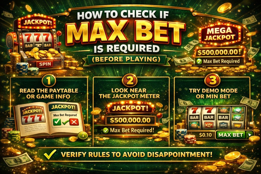 How to check if max bet is required for progressive jackpot slot infographic