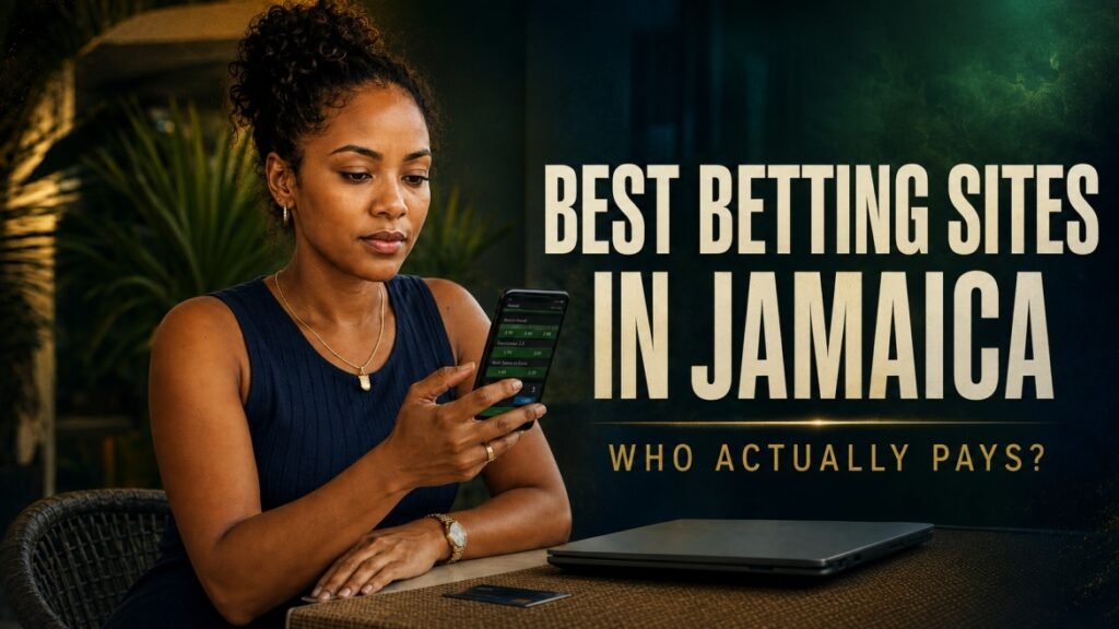 10 Best Betting Sites in Jamaica, Tested Beyond the Bonuses 1 Jamaican bettor comparing the best online betting sites and payout options on a smartphone