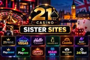 21 Casino sister sites including 21Prive, Dream Vegas, Hello Casino, Grand Ivy, Casimba and other White Hat Gaming brands