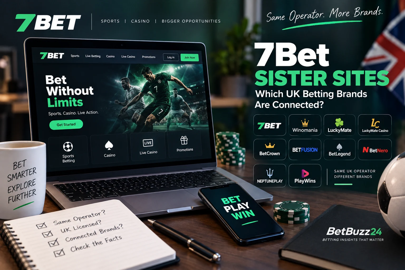 7Bet sister sites including Winomania, LuckyMate, BetCrown, BetNero and other connected UK brands