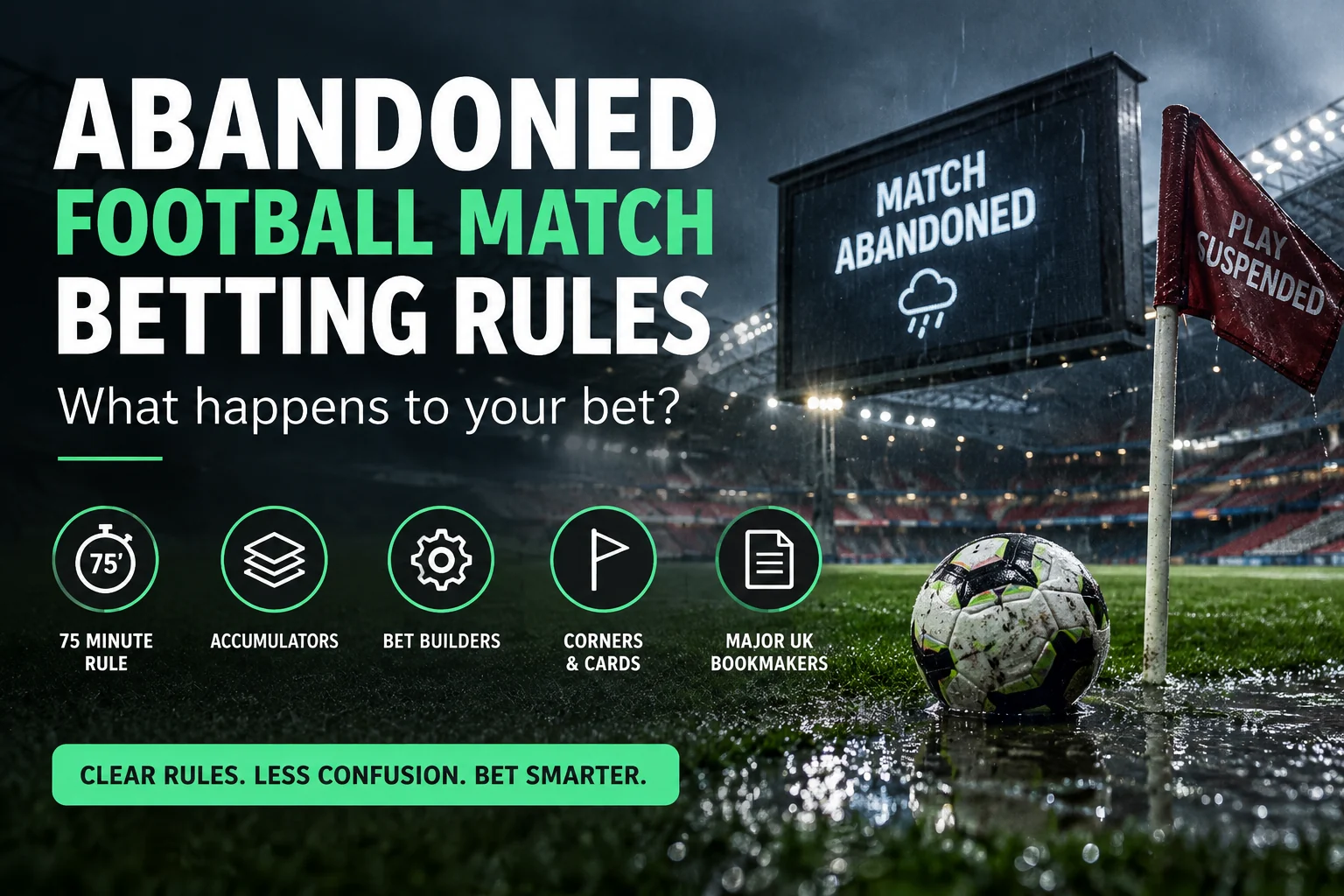 Abandoned football match betting rules after play is suspended