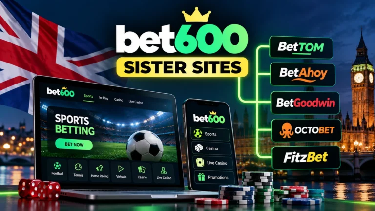 Bet600 sister sites graphic showing BetTOM, BetAhoy, BetGoodwin, Octobet and FitzBet as EveryMatrix-related bookmakers