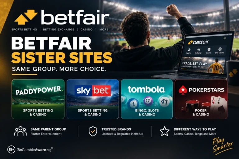 Betfair sister sites including Paddy Power, Sky Bet, tombola and PokerStars
