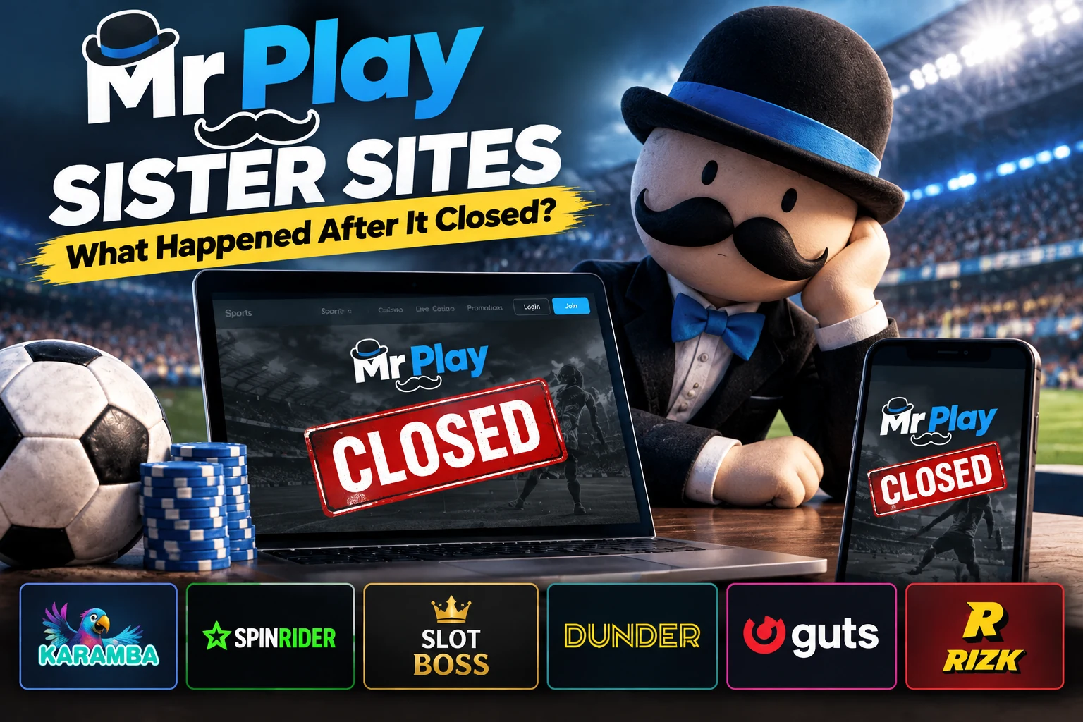 Mr Play sister sites and former connected UK betting and casino brands after Mr Play closed