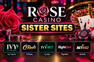 Rose Casino sister sites showing Ivy Casino, O’Reels, Ivy Bet, RightBet and Bet442