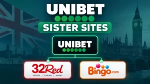 Unibet sister sites showing 32Red and Bingo.com as directly connected UK brands