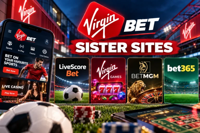 Virgin Bet sister sites showing LiveScore Bet, Virgin Games, BetMGM and Bet365 connections