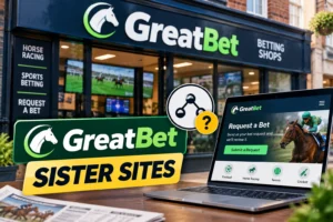 GreatBet sister sites featured image showing a betting shop, horse racing and Request a Bet service
