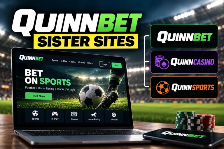 QuinnBet sister sites featuring QuinnCasino and QuinnSports alongside the main QuinnBet sportsbook