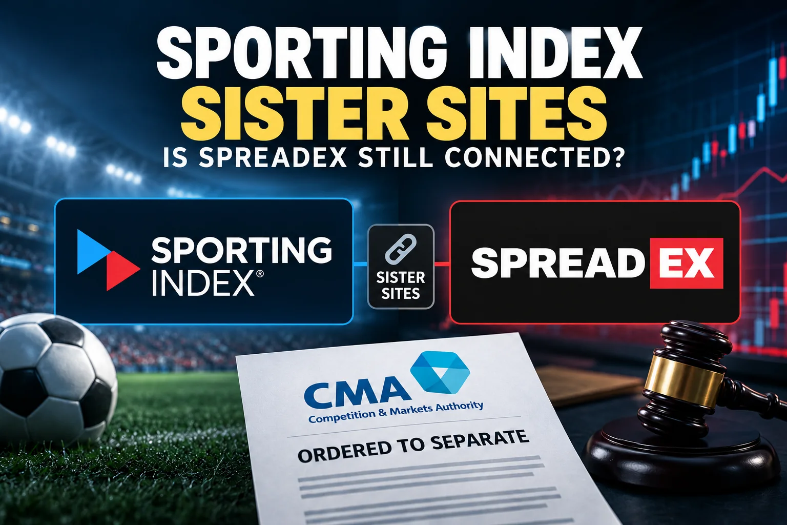 Sporting Index sister sites showing Spreadex connection and CMA separation ruling